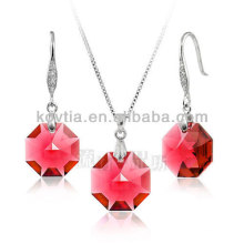 925 silver chain charming ruby pendant jewelry set